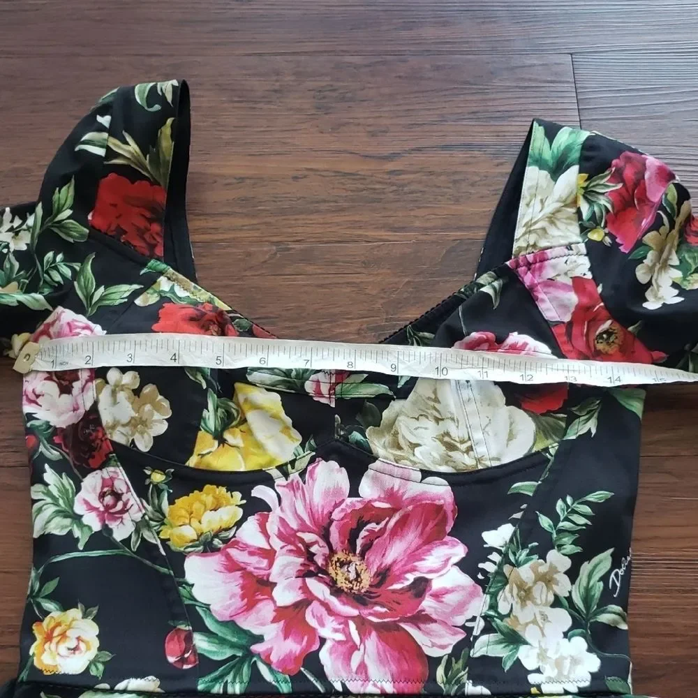 Dolce & Gabbana Floral Luxury Old Money Edgy Chic Feminine Bustier Dress Size 38 - Picture 10 of 10